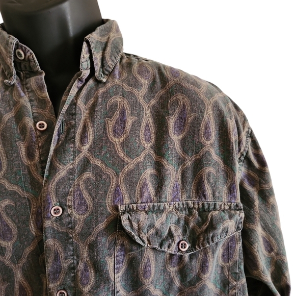 Vintage 90's Faded Paisley Button Down Shirt - Picture 2 of 7